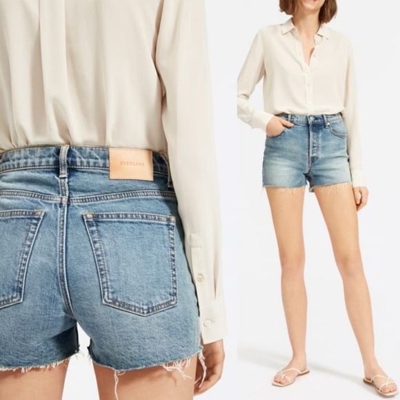 Everlane Pants - EVERLANE Cheeky Shorts Denim Raw hem